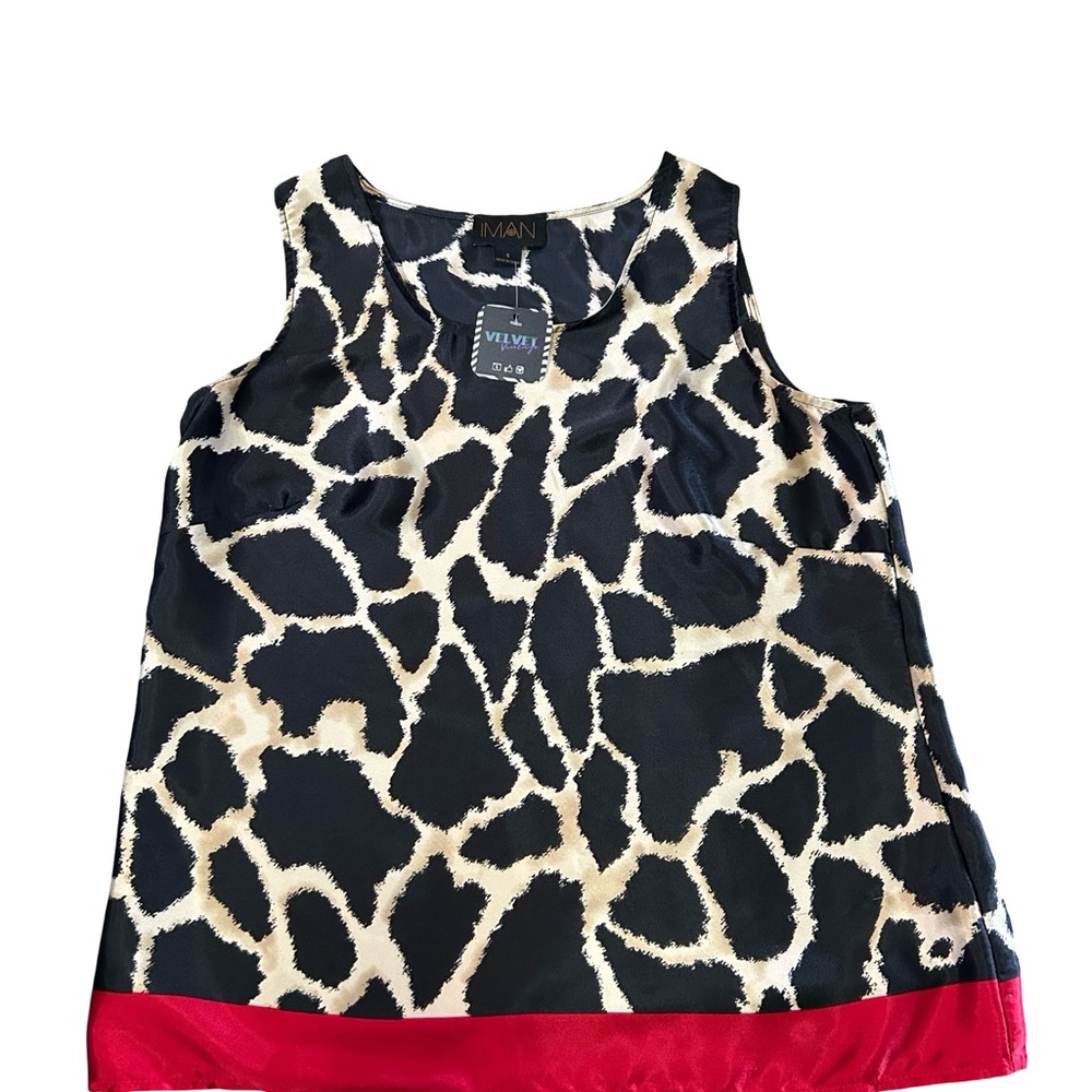 IMAN Black and White Camisole with Giraffe Print